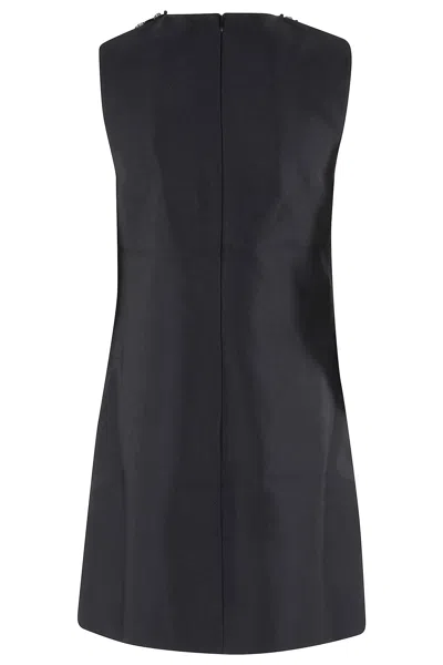 Self-portrait Black Taffeta Embellished Trim Mini Dress Clothing