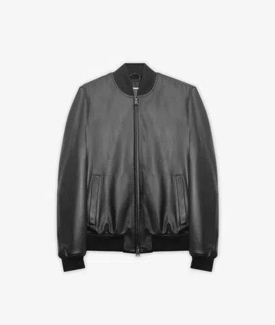 Larusmiani Notthingam Bomber Leather Jacket In Black