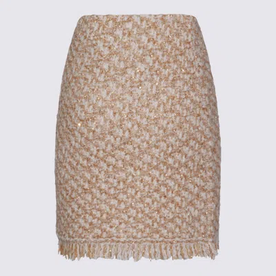 Fabiana Filippi Textured Midi Skirt With Fringe And Sequins In Neutral