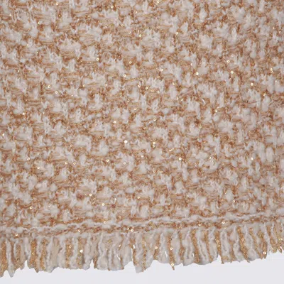 Fabiana Filippi Textured Midi Skirt With Fringe And Sequins In Neutral