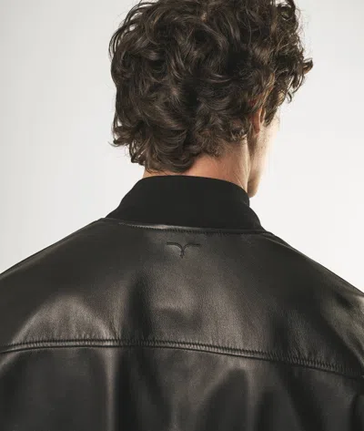 Larusmiani Notthingam Bomber Leather Jacket In Black