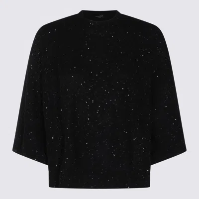 Fabiana Filippi Relaxed Short Sleeve Top With Sequin Embellishments In Black