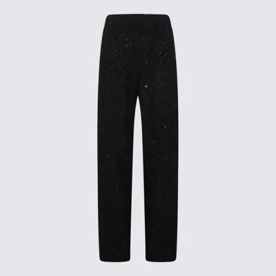Fabiana Filippi Full Length Trousers With Elastic Waistband And Sequins In Black