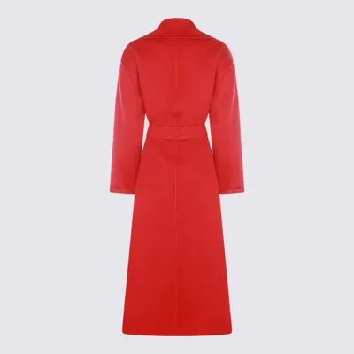 Fabiana Filippi Long Cashmere Wool Coat Belted At Waist In Red