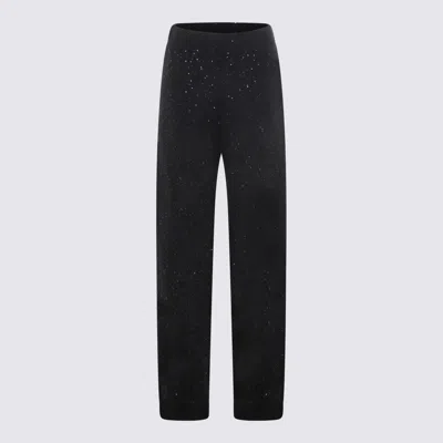 Fabiana Filippi Full Length Trousers With Elastic Waistband And Sequins In Black
