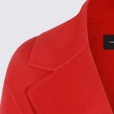 Fabiana Filippi Long Cashmere Wool Coat Belted At Waist In Red