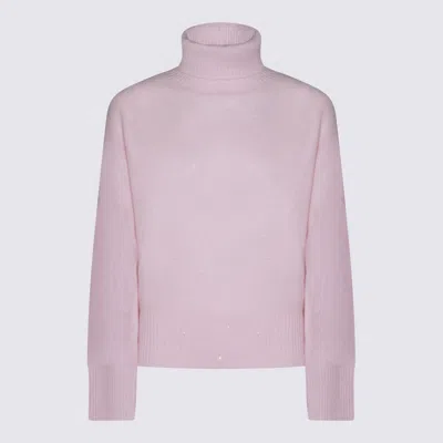 Fabiana Filippi Ribbed Turtleneck Knit Sweater Featuring Cuffs In Pink