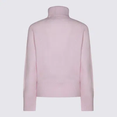 Fabiana Filippi Ribbed Turtleneck Knit Sweater Featuring Cuffs In Pink