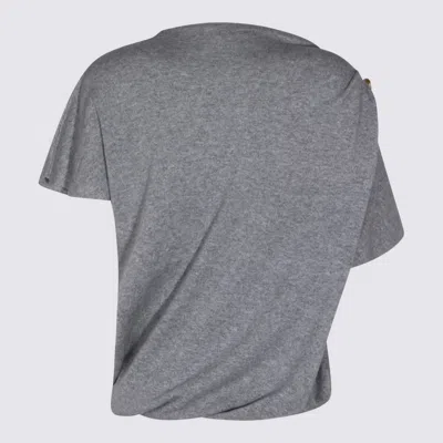 Fabiana Filippi Asymmetric Crewneck Knitwear Gold Embellishment In Gray