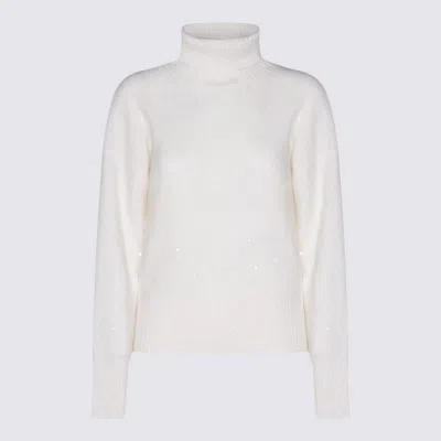 Fabiana Filippi Sequin Embellished Turtleneck Knitwear Top In White