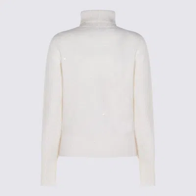 Fabiana Filippi Sequin Embellished Turtleneck Knitwear Top In White