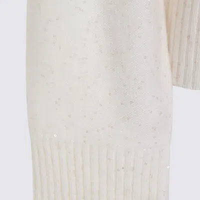 Fabiana Filippi Sequin Embellished Turtleneck Knitwear Top In White