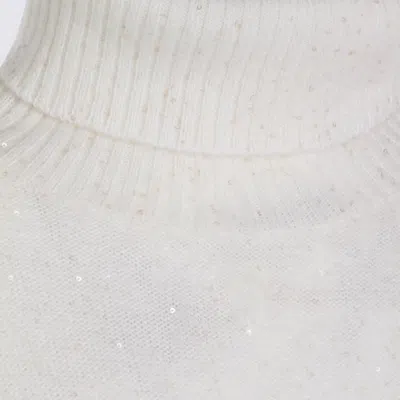 Fabiana Filippi Sequin Embellished Turtleneck Knitwear Top In White
