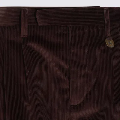 Burberry Relaxed Fit Trousers Cuffed Hem In Burgundy