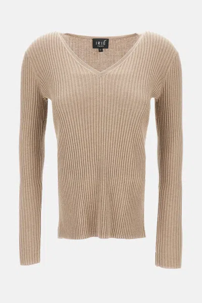 Irie V-neck Ribbed-knit Jumper In Neutral