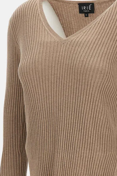 Irie V-neck Ribbed-knit Jumper In Neutral