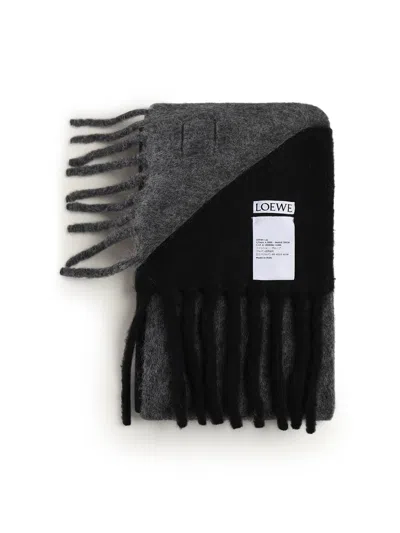 Loewe Scarf In Alpaca And Wool Blend In Black