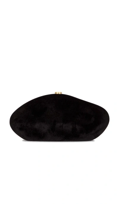 Cult Gaia Caldera Velvety Sculptural Clutch Bag In Black