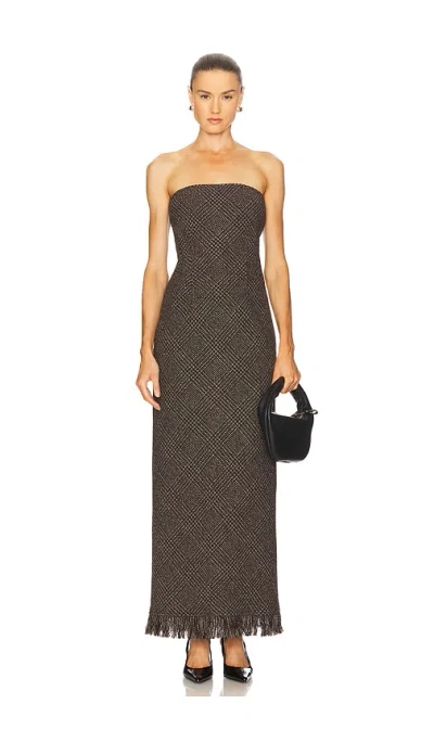 Herskind Strapless Maxi Dress With Textured Fabric In Gray