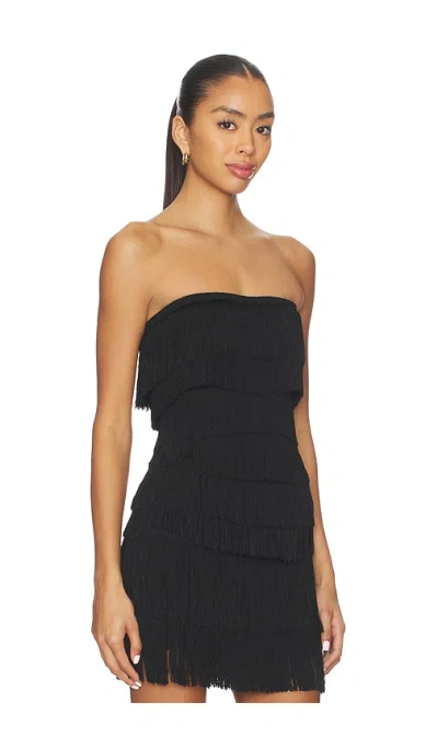 Norma Kamali Strapless All Over Fringe Sweetheart Top In Black