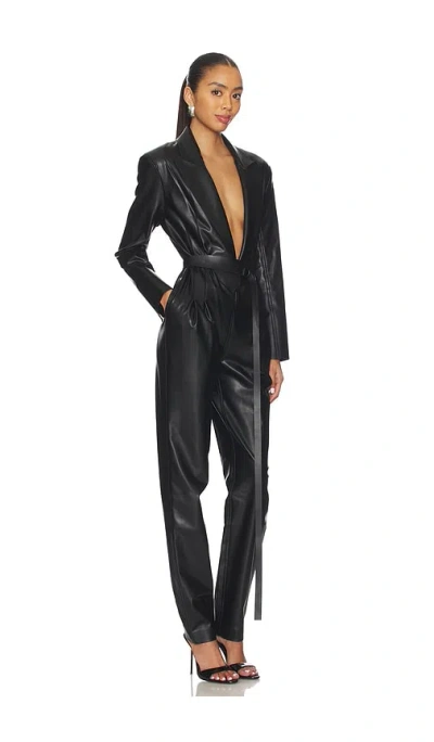 Norma Kamali Easy Fit Single Breasted Tapered Leg Jumpsuit In Black