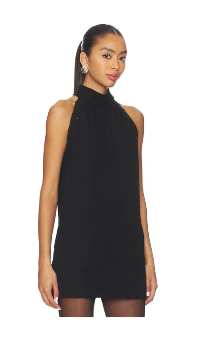 Veronica Beard Tanisha Beaded Mock Neck Top In Black