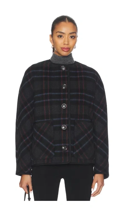 Veronica Beard Martine Scarf-detailed Checked Wool-blend Jacket In Black