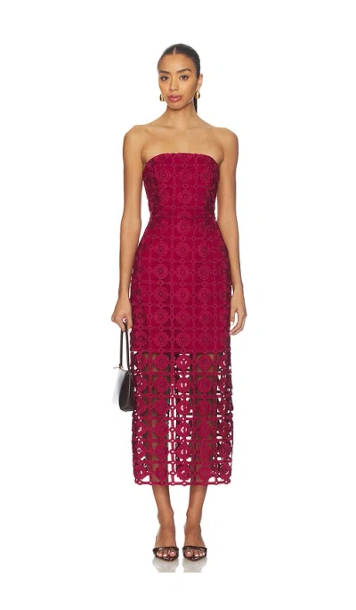 Milly Katie Tile Lace Dress In Burgundy