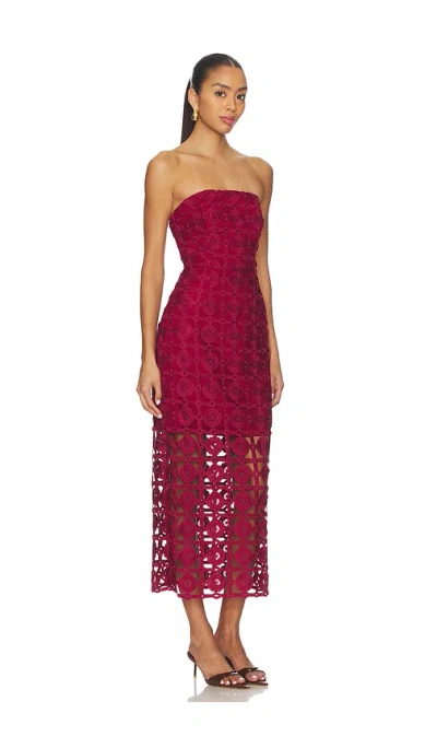 Milly Katie Tile Lace Dress In Burgundy