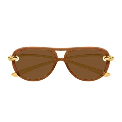 Bottega Veneta Women Two-tone Acetate And Metal Sunglasses In Brown