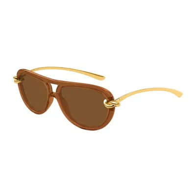 Bottega Veneta Women Two-tone Acetate And Metal Sunglasses In Brown