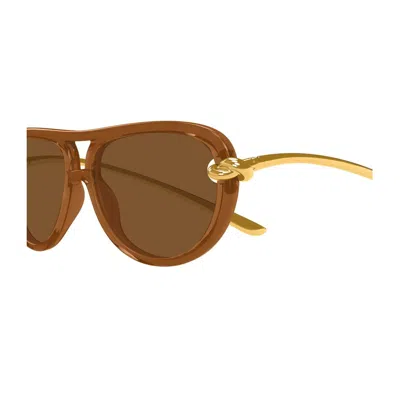 Bottega Veneta Women Two-tone Acetate And Metal Sunglasses In Brown