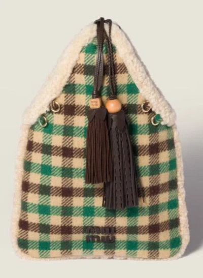 Miu Miu Checkered Tote Bag With Tassel And Trim