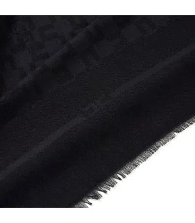 Elisabetta Franchi Black Monogram Scarf In Black