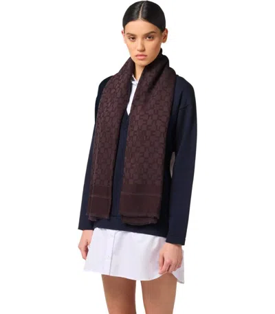 Elisabetta Franchi Merlot Monogram Scarf In Black
