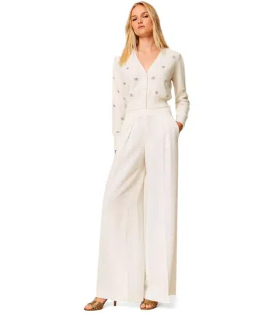 Twinset White Cropped Cardigan In White