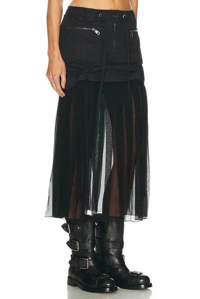 Dolce & Gabbana Black Skirt With Pleated Design And Drawstring Waist In Silk Blend Stretch Woman In Black
