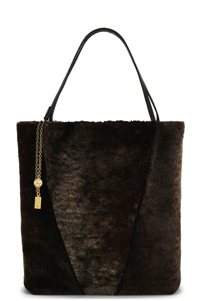 Chloé Chloe Women Dark Brown Shearling Large Chloã¨ Spin Shopping Bag In Brown