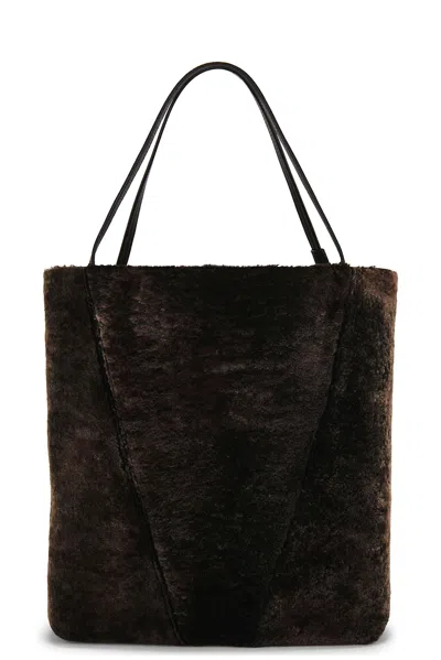 Chloé Chloe Women Dark Brown Shearling Large Chloã¨ Spin Shopping Bag In Brown