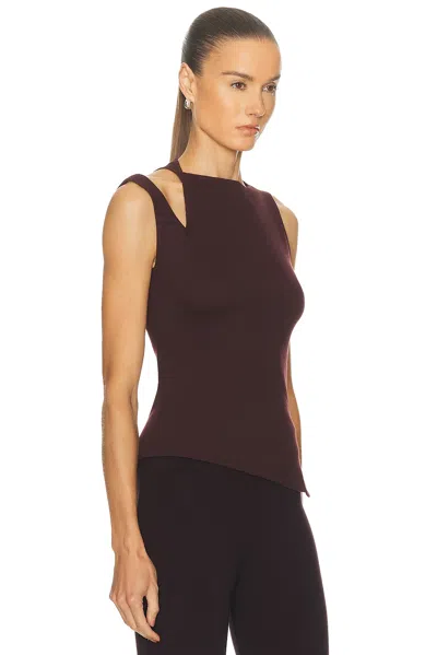 Courrèges Asymmetrical Knitted Top In Burgundy