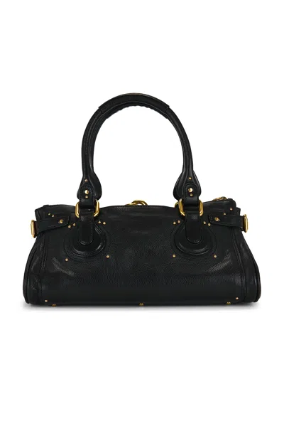 Chloé Paddington Black Shoulder Bag With Oversized Padlock And C-shaped Buckles In Grainy Leather Woman In Black