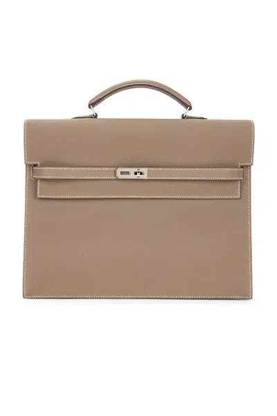 Pre-owned Hermes Kelly Epsom Depeche 34 Briefcase In Brown