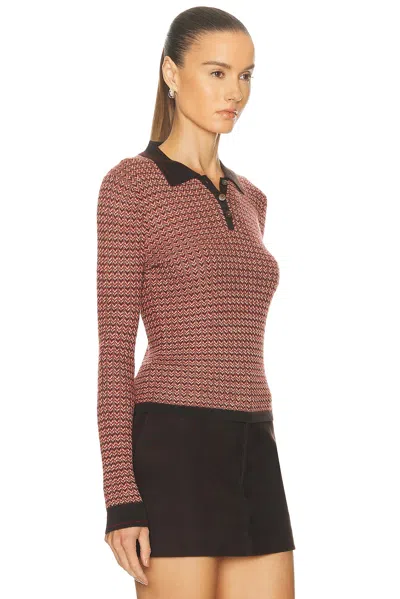 Guest In Residence Chevron Long Sleeve Shrunken Polo Top