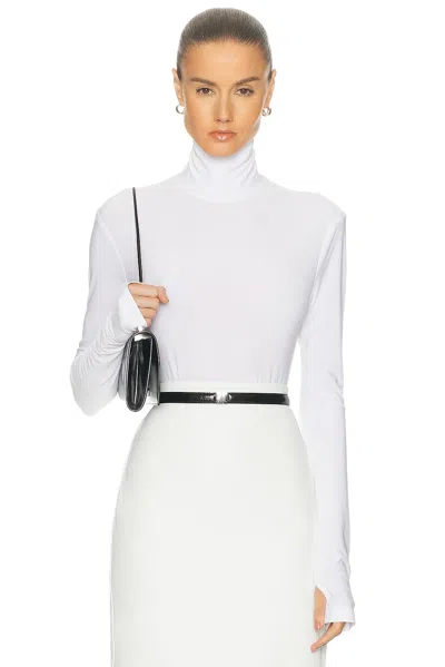 Norma Kamali Long Sleeve Turtleneck Bodysuit In White