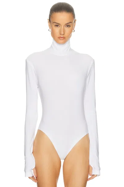 Norma Kamali Long Sleeve Turtleneck Bodysuit In White