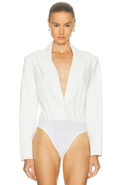 Norma Kamali Easy Fit Single Breasted Bodysuit In White
