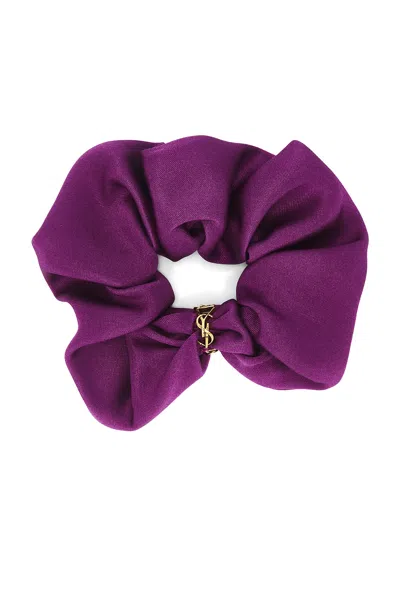 Saint Laurent Logo Scrunchie In Purple