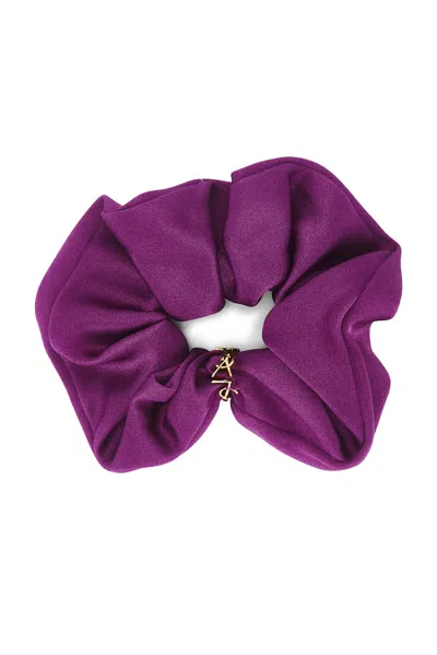 Saint Laurent Logo Scrunchie In Purple