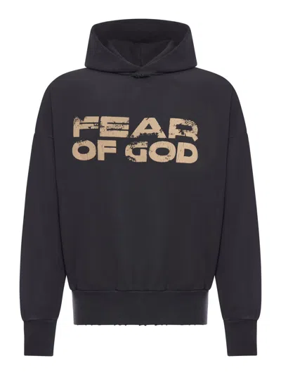 Fear Of God Hooded Knitwear With Ribbed Cuffs And Hem In Black