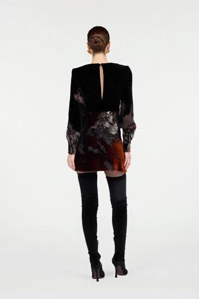 Roberto Cavalli Black Mini Dress With Marine Print In Black